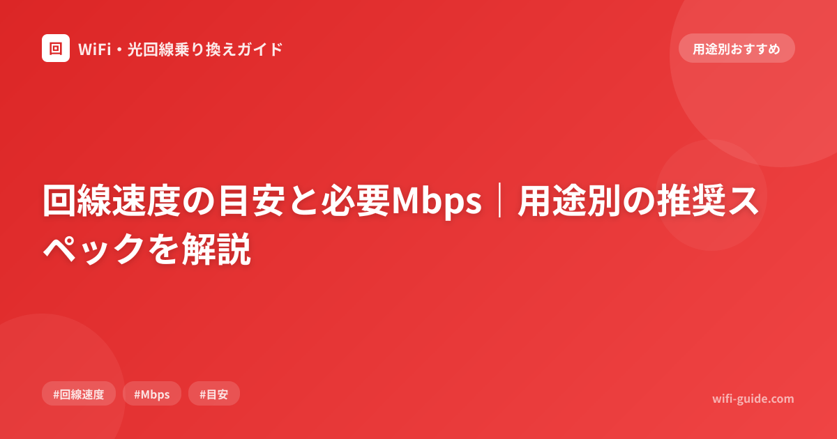 回線速度の目安と必要Mbps｜用途別の推奨スペックを解説